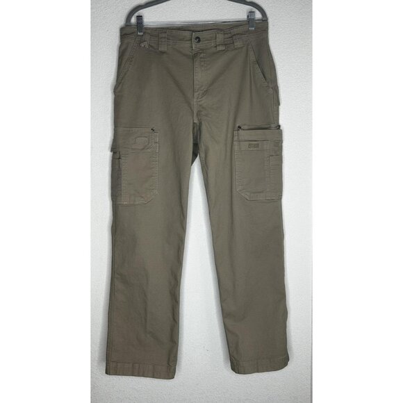 Duluth Trading Flex Fire Hose Pants Mens 34x30.5 Khaki Relaxed Fit Cargo Stretch - Picture 1 of 16